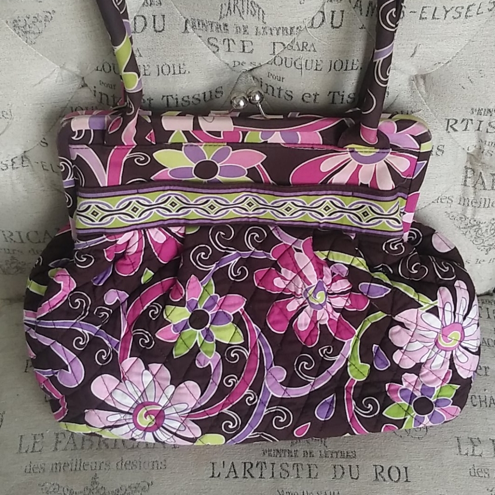 Vera Bradley Kiss Lock Shoulder Bag Purple Punch